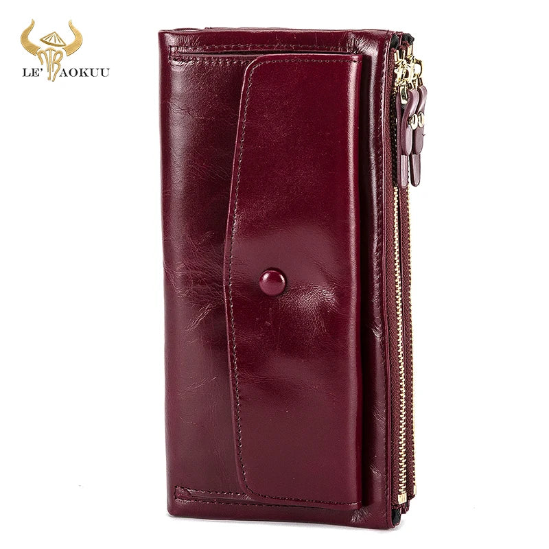 Women's Leather Long Checkbook Organizer Wallet Purse Clutch 6032