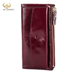 Women's Leather Long Checkbook Organizer Wallet Purse Clutch 6032