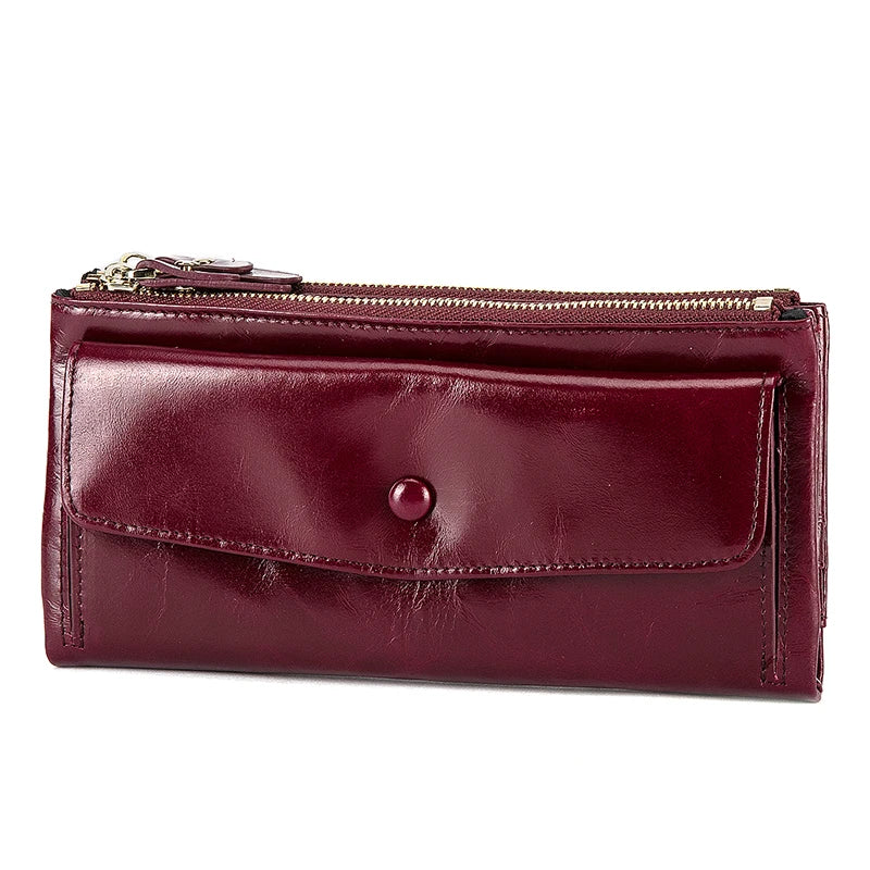 Women's Leather Long Checkbook Organizer Wallet Purse Clutch 6032
