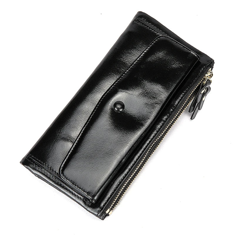 Women's Leather Long Checkbook Organizer Wallet Clutch 6032