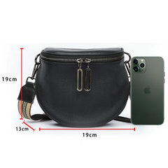 Women Semicircle Crossbody Bag Soft Leather Shoulder Bag Handbag