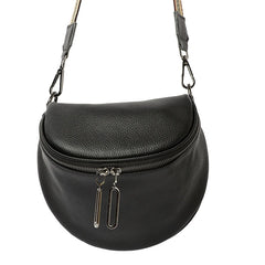 Women Semicircle Crossbody Bag Soft Leather Shoulder Bag Handbag
