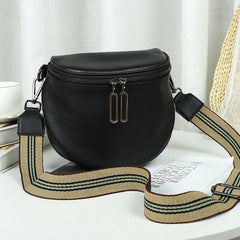 Women Semicircle Crossbody Bag Soft Leather Shoulder Bag Handbag