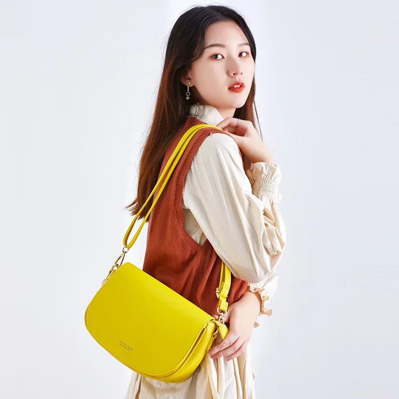 Women Crossbody Bag Semicircle Saddle Bags Soft PU Leather Shoulder Bags
