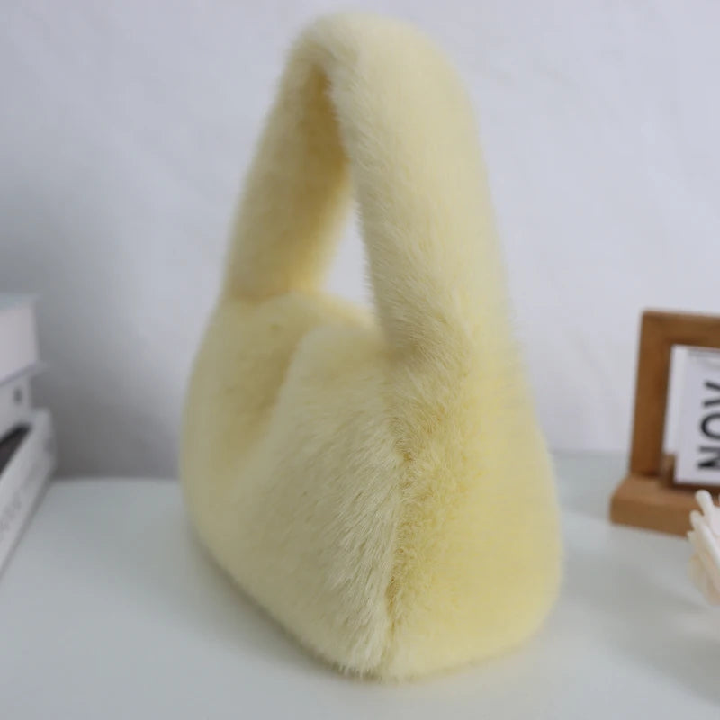 Faux Fur Women's Small Shoulder Bag Portable Ladies Clutch Purse Tote Handbags