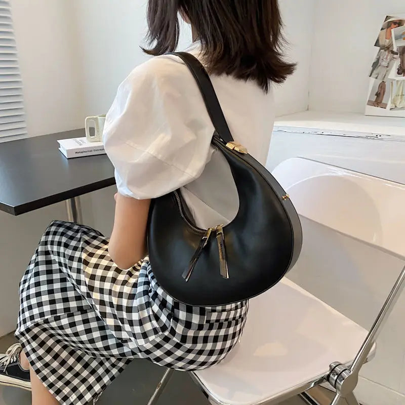 Half-moon Underarm Bag Women PU Leather Shoulder Autumn Winter Crossbody