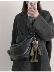 Vintage Shoulder Bag Thick Chain Messenger Bags Soft Flap
