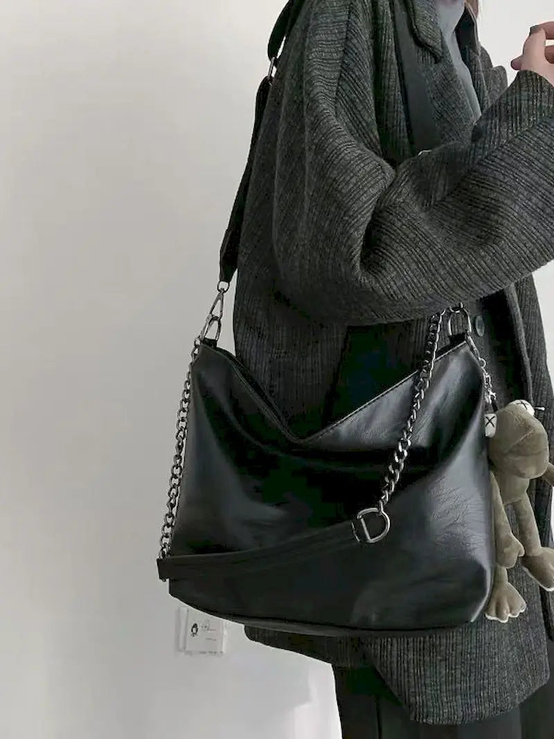Vintage Shoulder Bag Thick Chain Messenger Bags Soft Flap