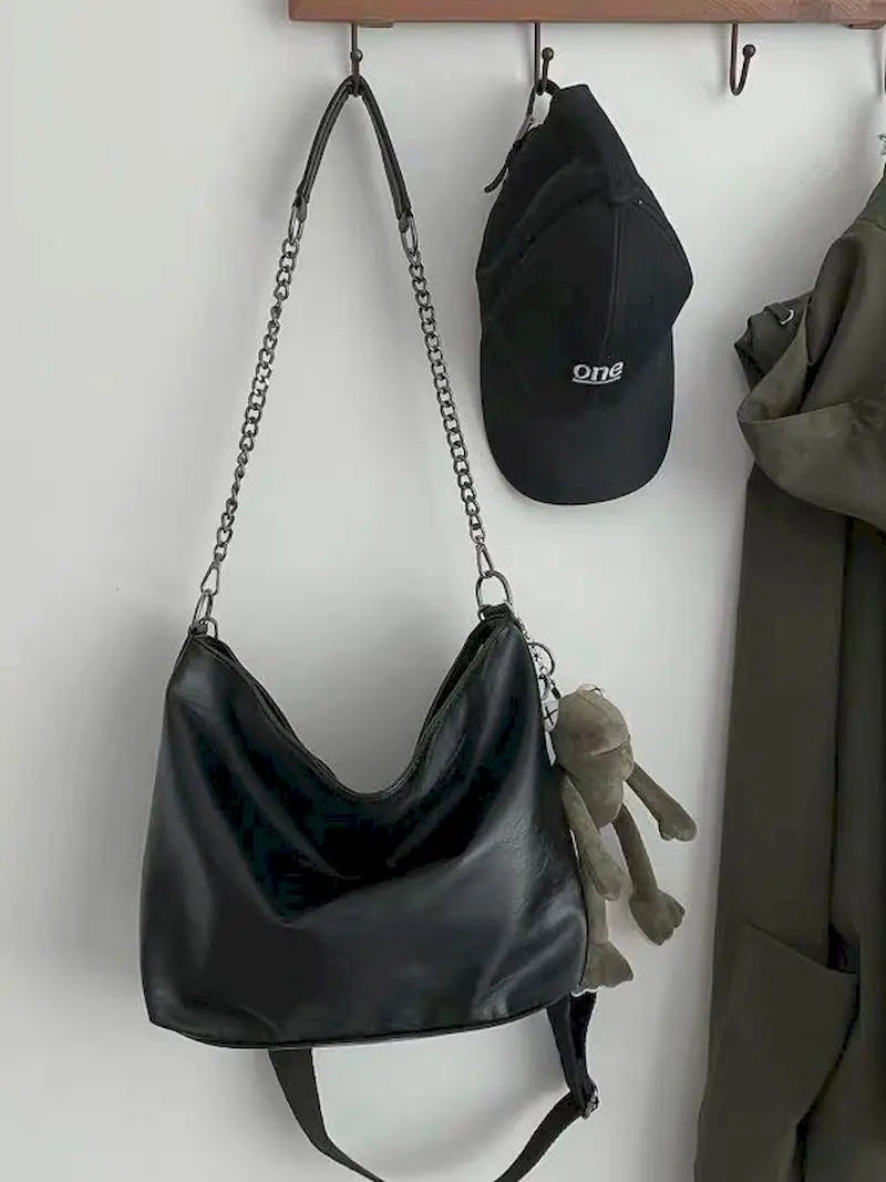 Vintage Shoulder Bag Thick Chain Messenger Bags Soft Flap