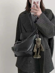 Vintage Shoulder Bag Thick Chain Messenger Bags Soft Flap