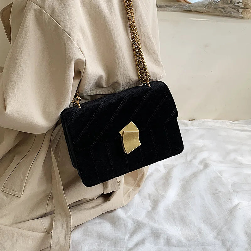 Vintage Velvet Chain Evening Clutch Bag Crossbody Bags for Women