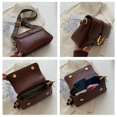 Vintage PU Leather Crossbody Bags for Women - Retro Shoulder Messenger Bag