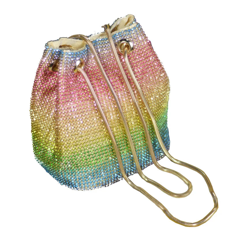 Women's Diamond Shoulder Bag Colored Chain Evening Handbag