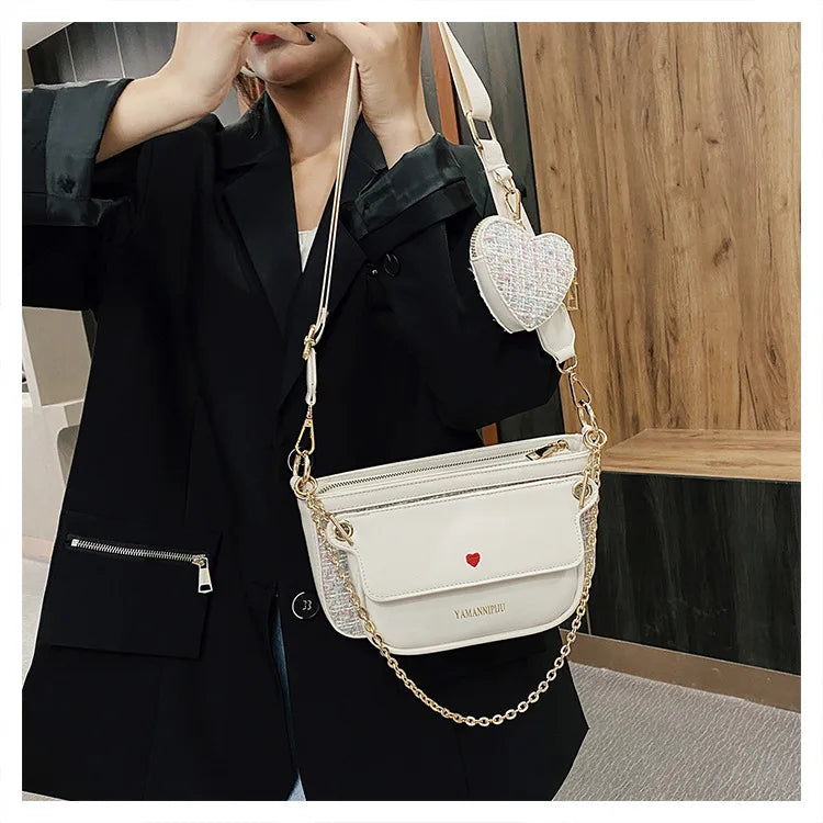Women's 2 Pcs Shoulder Bag Set Casual Chain Crossbody Messenger Bags