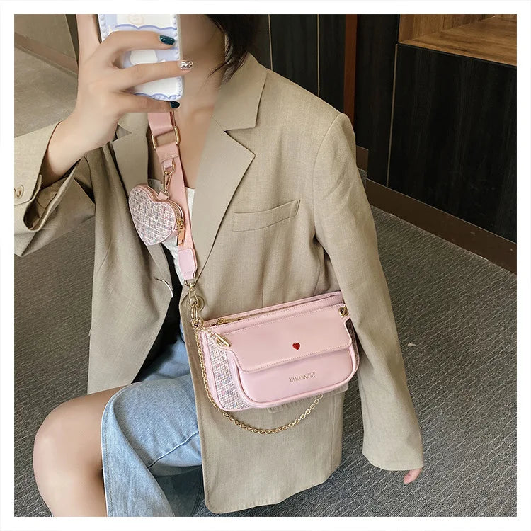 Women's 2 Pcs Shoulder Bag Set Casual Chain Crossbody Messenger Bags
