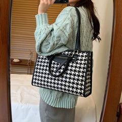 Houndstooth Casual Tote Bag Large Shoulder Female Handbag SG246