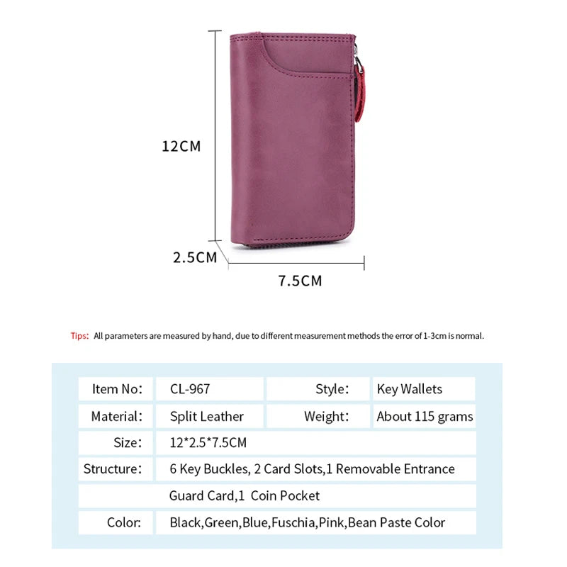 Leather Key Case Holder Key Wallet Men Women Key Pouch Organizer