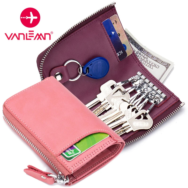 Leather Key Case Holder Key Wallet Men Women Key Pouch Organizer