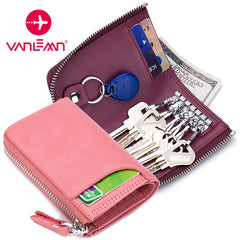 Leather Key Case Holder Key Wallet Men Women Key Pouch Organizer