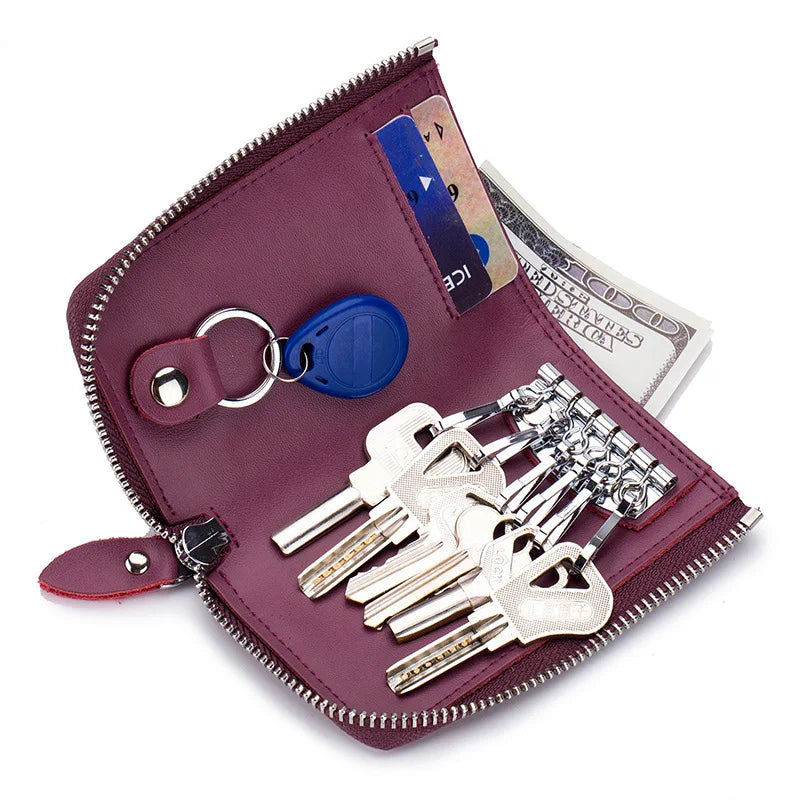 Leather Key Case Holder Key Wallet Men Women Key Pouch Organizer