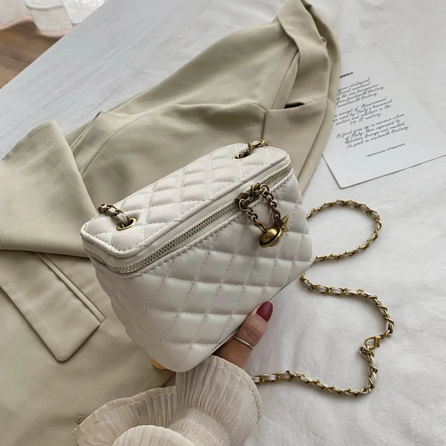 Lattice Box Crossbody Bag Leather Women Handbag Shoulder Bag