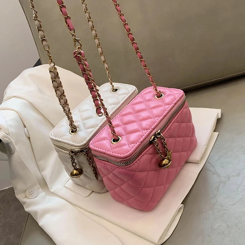Lattice Box Crossbody Bag Leather Women Handbag Shoulder Bag