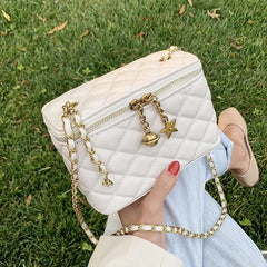 Lattice Box Crossbody Bag Leather Women Handbag Shoulder Bag