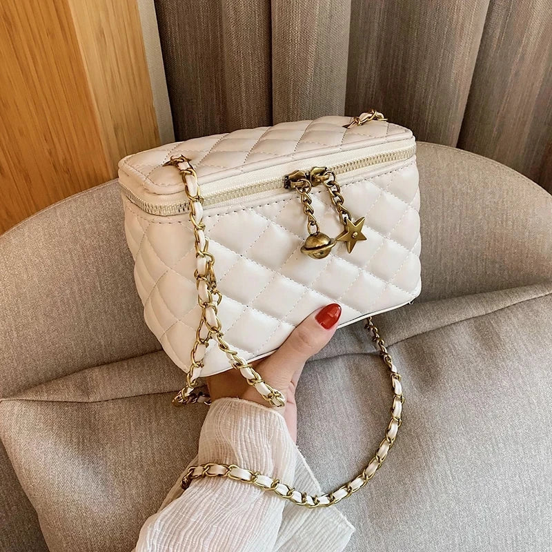 Lattice Box Crossbody Bag Leather Women Handbag Shoulder Bag