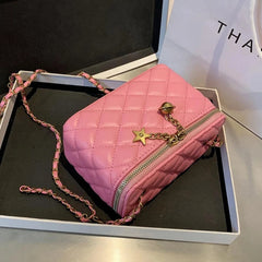 Lattice Box Crossbody Bag Leather Women Handbag Shoulder Bag