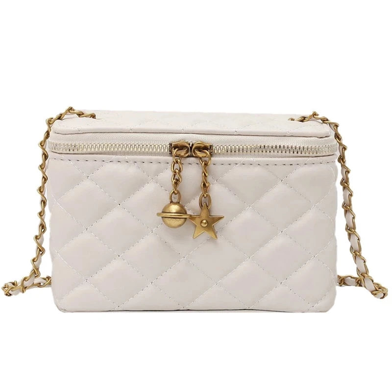 Lattice Box Crossbody Bag Leather Women Handbag Shoulder Bag