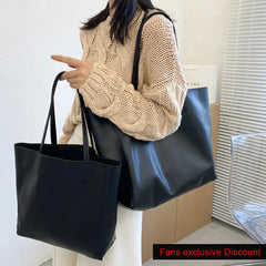 Leather Women's Casual Tote Large Capacity Shopping Bag Soft Handbag