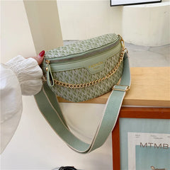 Stylish Printed PU Leather Chain Waist Bag for Women