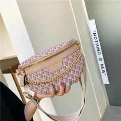 Stylish Printed PU Leather Chain Waist Bag for Women