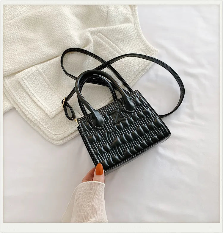 Ruched PU Leather Shoulder Crossbody Bag Small Flap Tote