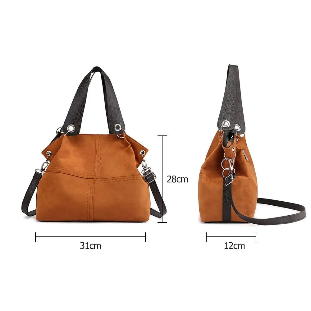 Soft Corduroy Leather Zipper Shoulder Handbag Large Capacity Casual Lady Tote