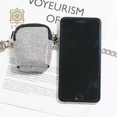 Metal Suede Waist Pack Bling Diamonds Rhinestone Women Y2k Style