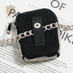 Metal Suede Waist Pack Bling Diamonds Rhinestone Women Y2k Style