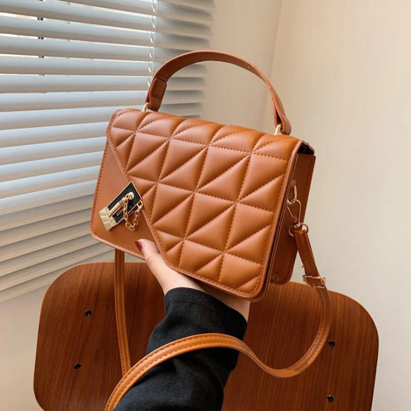 Plaid Handbags Women Shoulder Bag Flap Lock Crossbody Bags