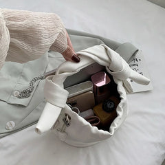 Pleated Top Handle Shoulder Bags Winter Crossbody Down Bag Handbag