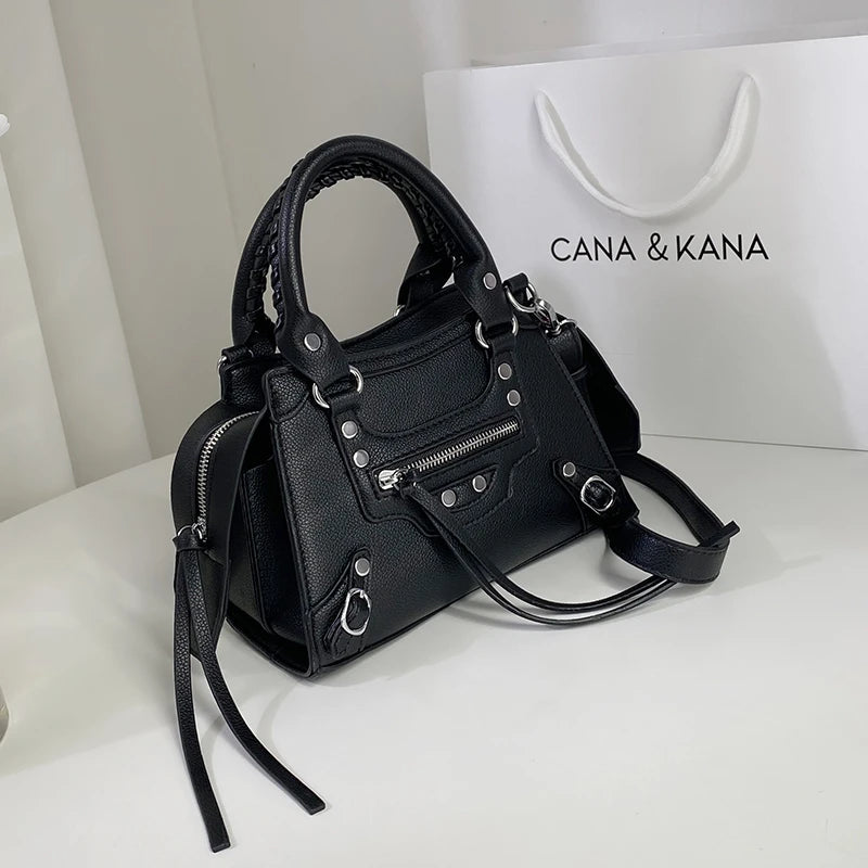 Soft Tassel Motorcycle Bag PU Leather Crossbody Shoulder Bag