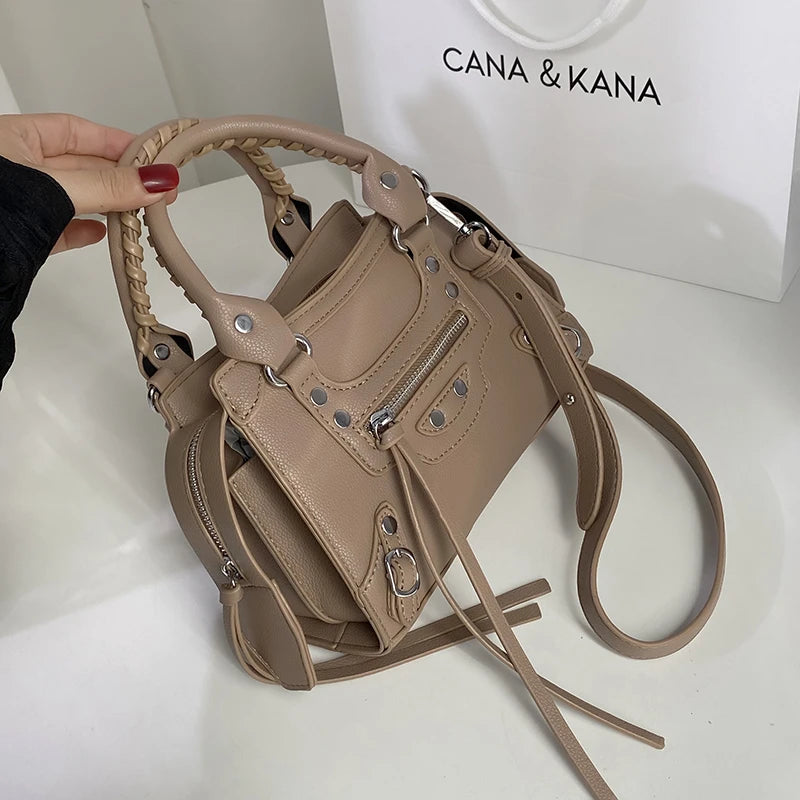Soft Tassel Motorcycle Bag PU Leather Crossbody Shoulder Bag