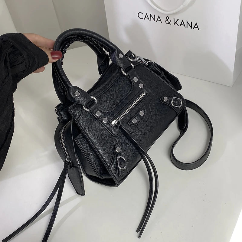 Soft Tassel Motorcycle Bag PU Leather Crossbody Shoulder Bag