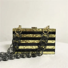 Sequins Acrylic Wallets Stripe Clutch Evening Bag Women Handbags Purses