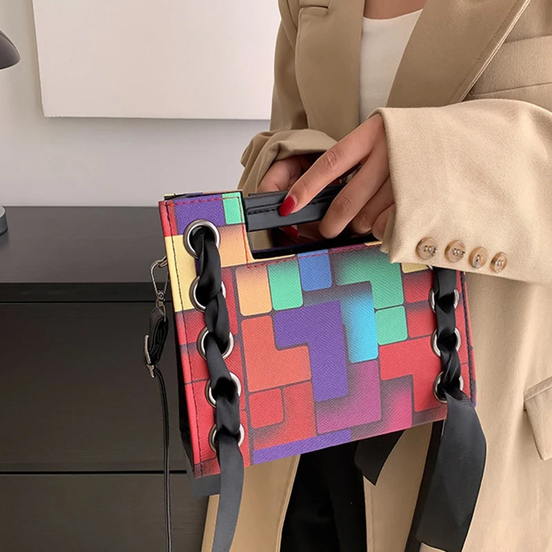 Patchwork Shoulder Crossbody Bag Tophandle Bag Ladies Handbag and Purse