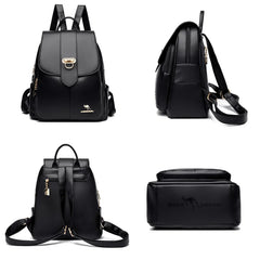 Soft Leather Backpack for Teenage Girls Large Capacity Ladies Bagpack