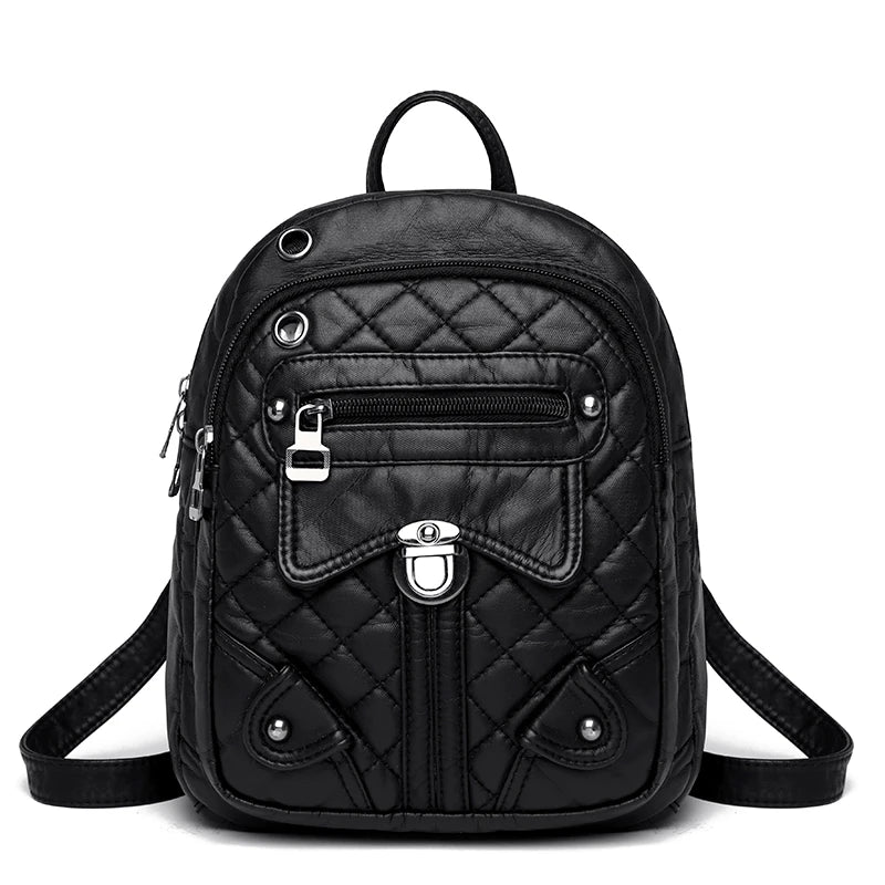 Soft Leather Women's Backpack High PU Leather School Bags For Girl