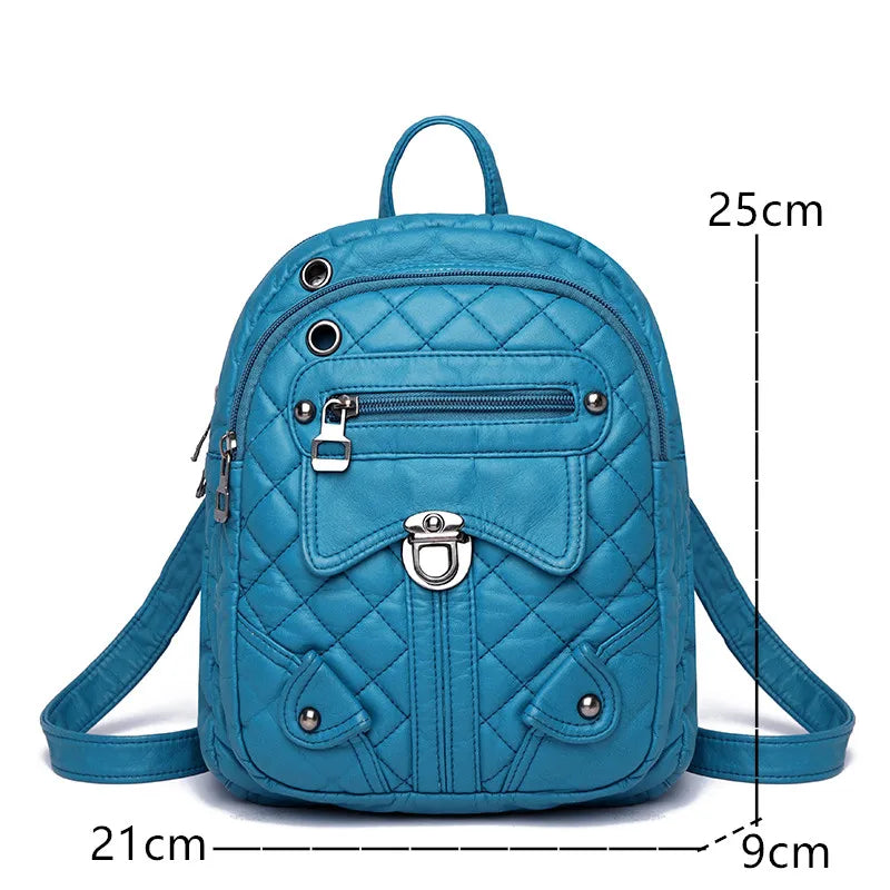 Soft Leather Women's Backpack High PU Leather School Bags For Girl
