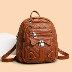 Soft Leather Women's Backpack High PU Leather School Bags For Girl