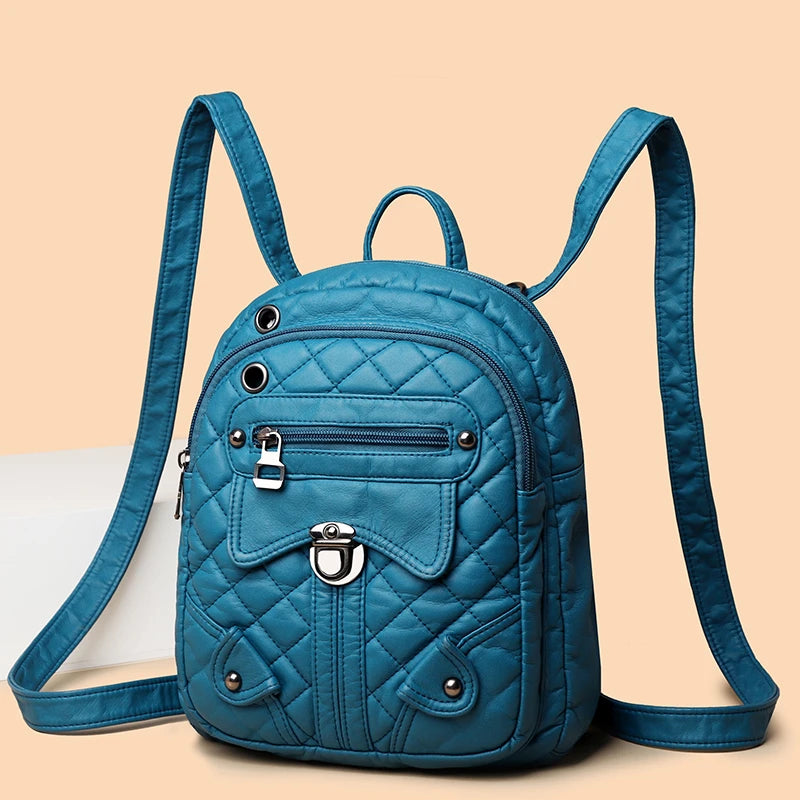 Soft Leather Women's Backpack High PU Leather School Bags For Girl