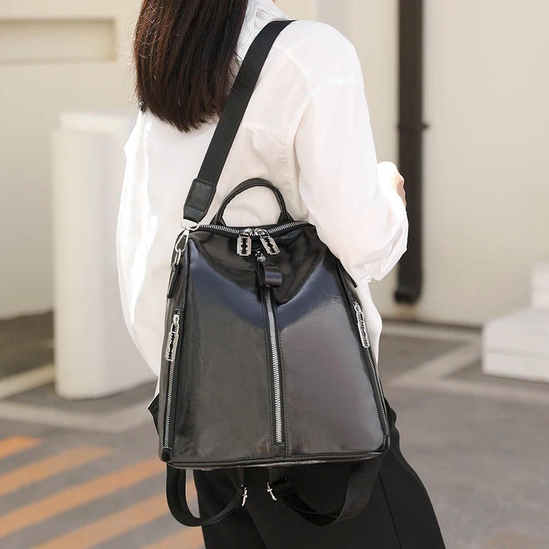 Soft PU Leather Women Backpack Casual Women Travel Backpack